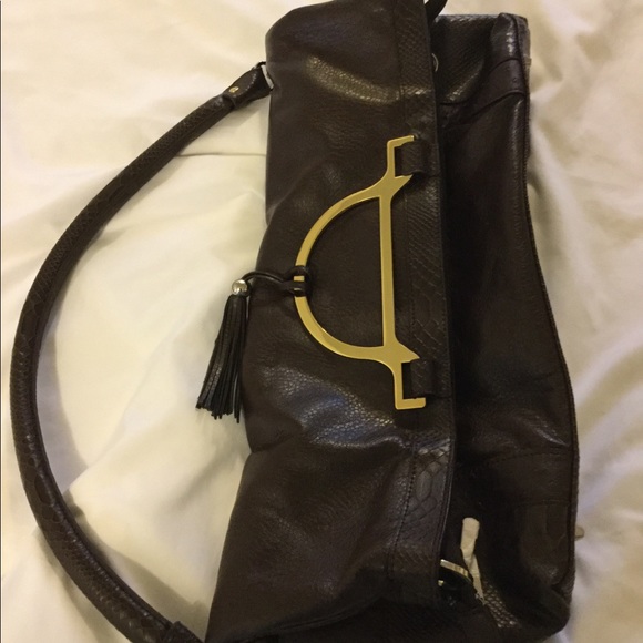 JOY MANGANO Brown Purse Bag Expandable New - Picture 6 of 6